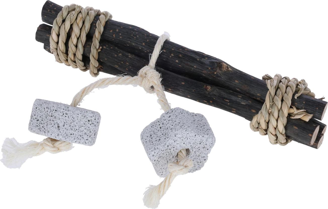 KERBL Spiel- und Knabberholz mit Lavastein – 18 cm lang (geeignet fÃ1/4r Nagetiere) 5746732