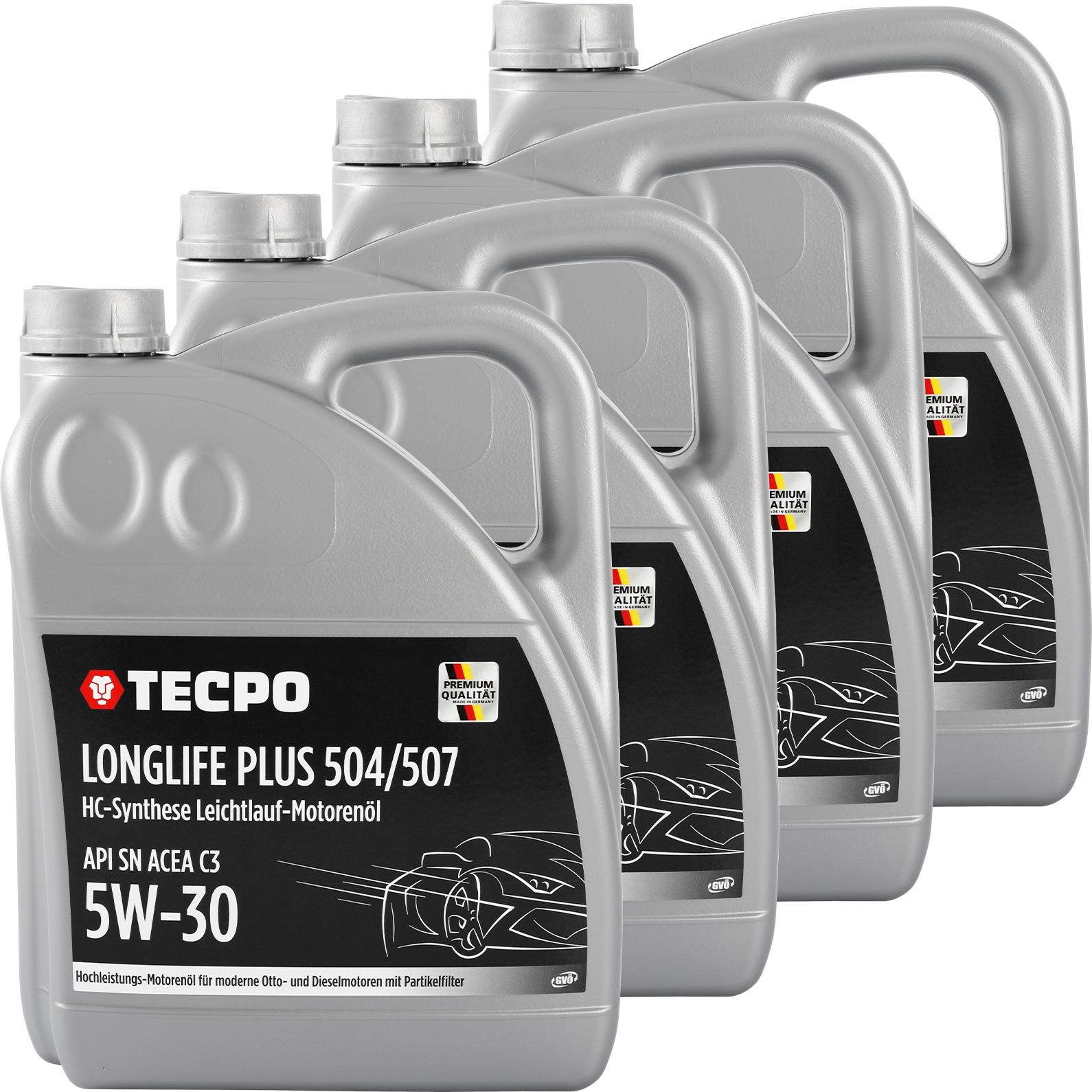 TECPO Motoröl 20 Liter 5W-30 LONGLIFE Plus HC Synthese ACEA C3 API SN / 504/507 / MB 229.31 229.51 / LL-04 C30 300200-5
