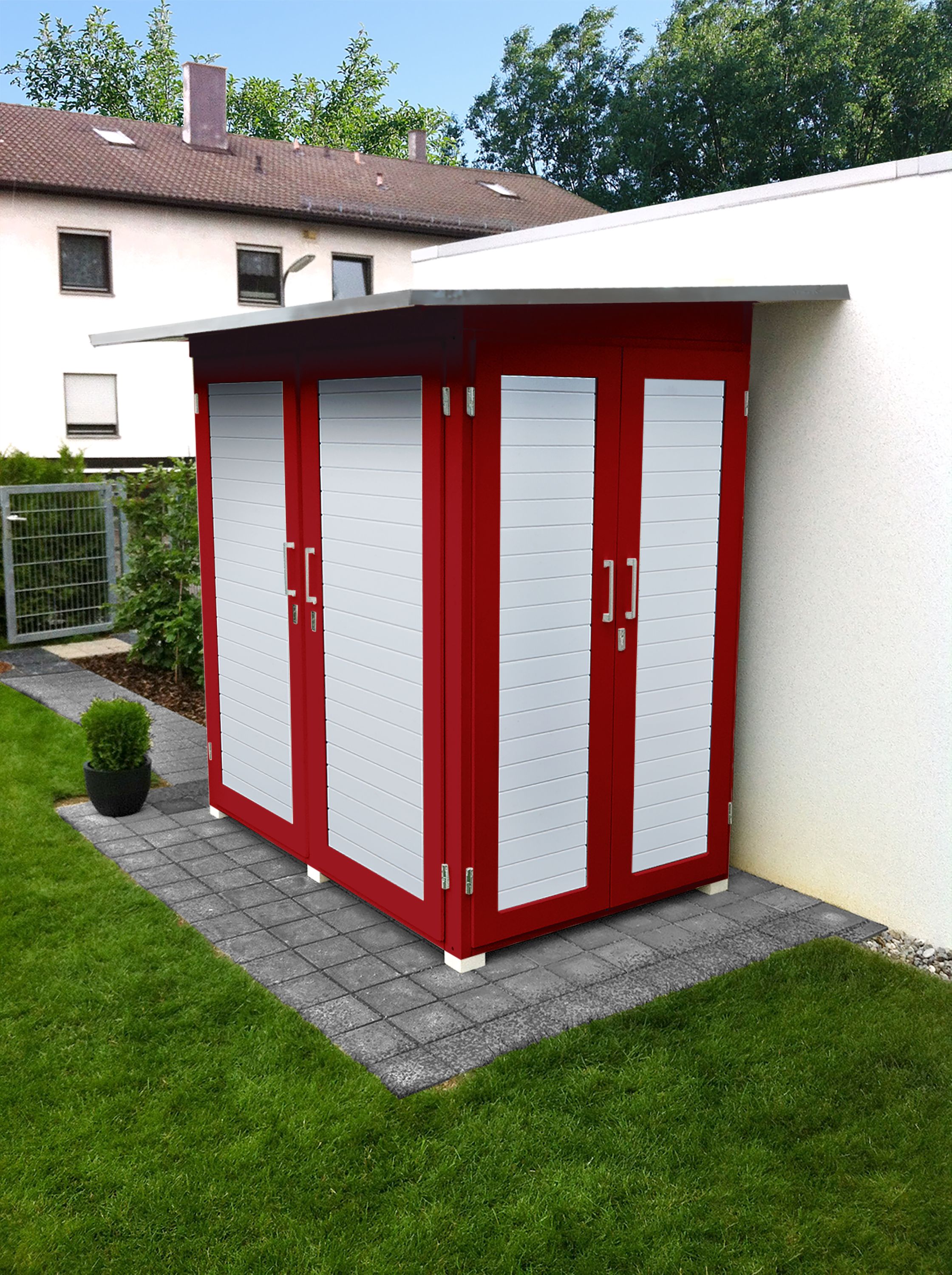 weka Garten [Q] Kompakt, schwedenrot, Farbe:schwedenrot, Dachform:Flachdach