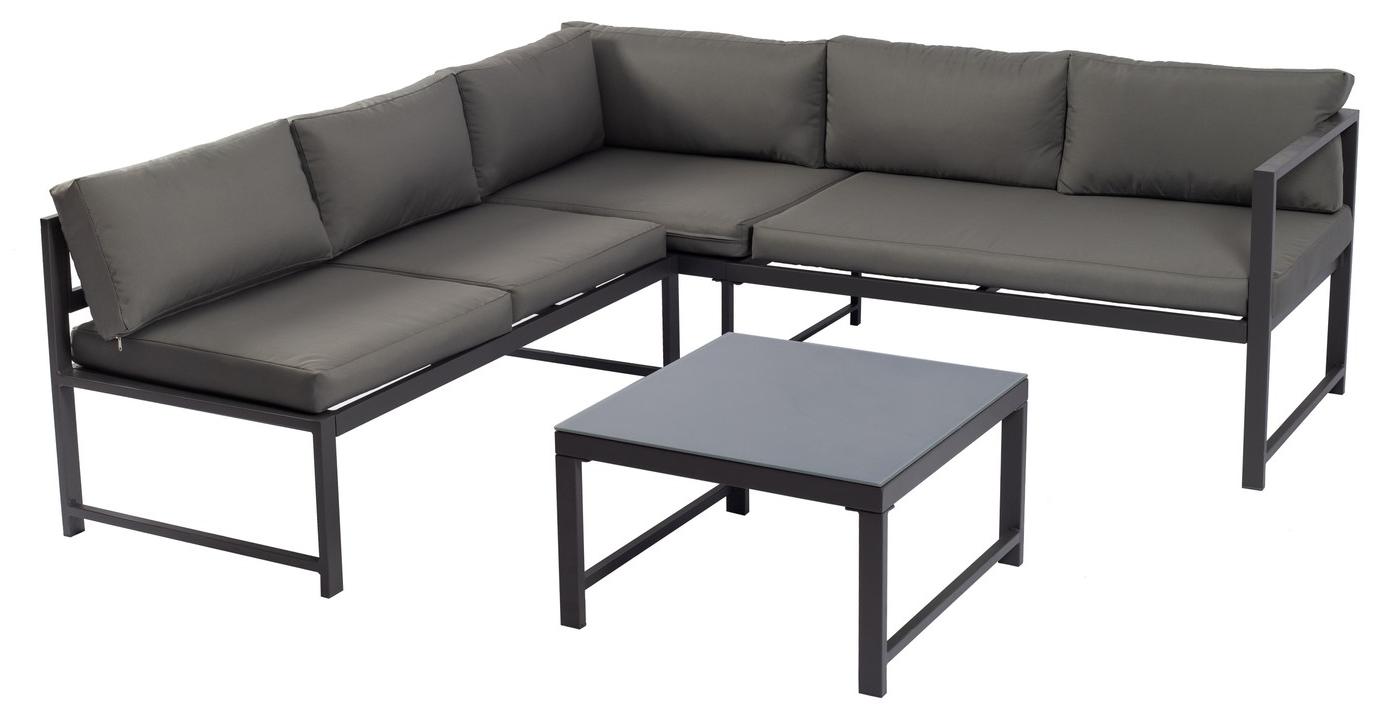 Ecksofa mit Liegefunktion und Tisch 192 x 63 x 188 cm Grau