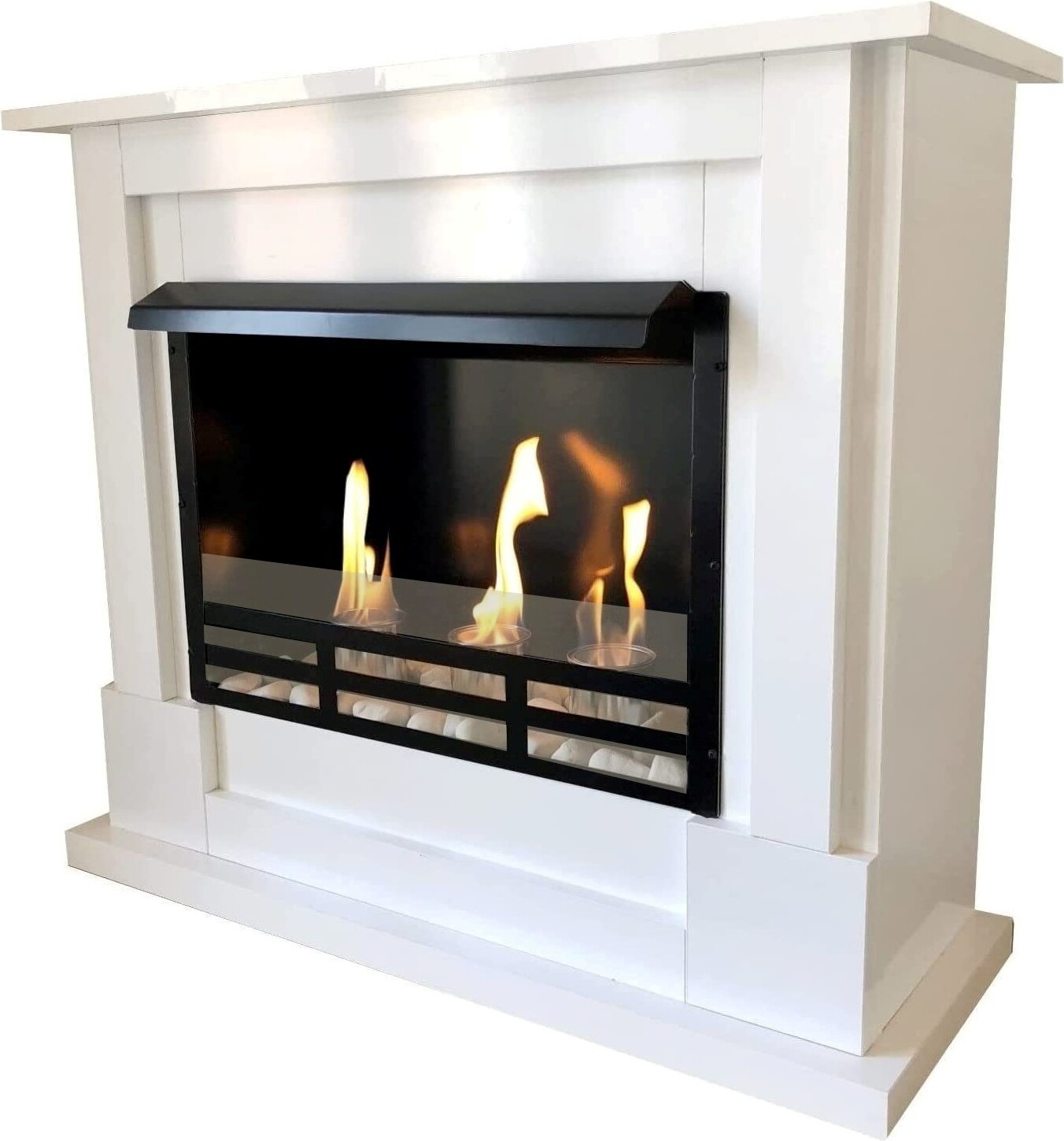 Gélový a etanolový krb Lukas s bezpečnostným sklom a 8 kusmi. Sada