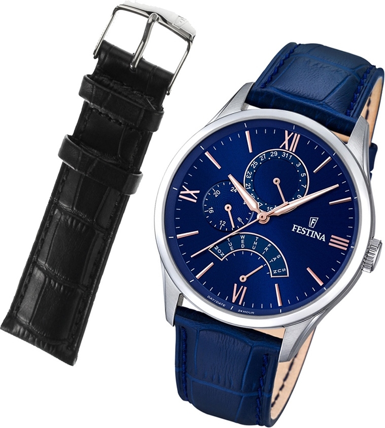 Festina Pánske hodinky Festina Classic analógové multifunkčné náramky modré USF16823/3