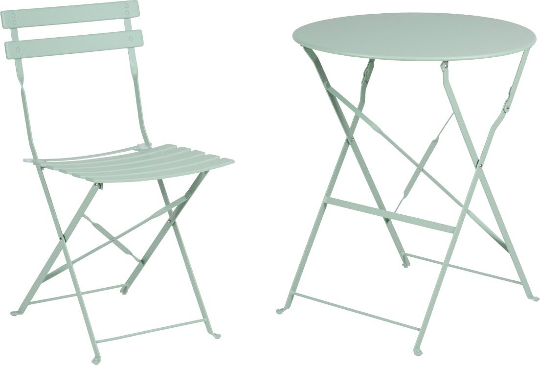 Arti Casa bistro set 3-dielny zelený - Skladací kovový záhradný nábytok na balkón alebo terasu - Okrúhly stôl s 2 stoličkami