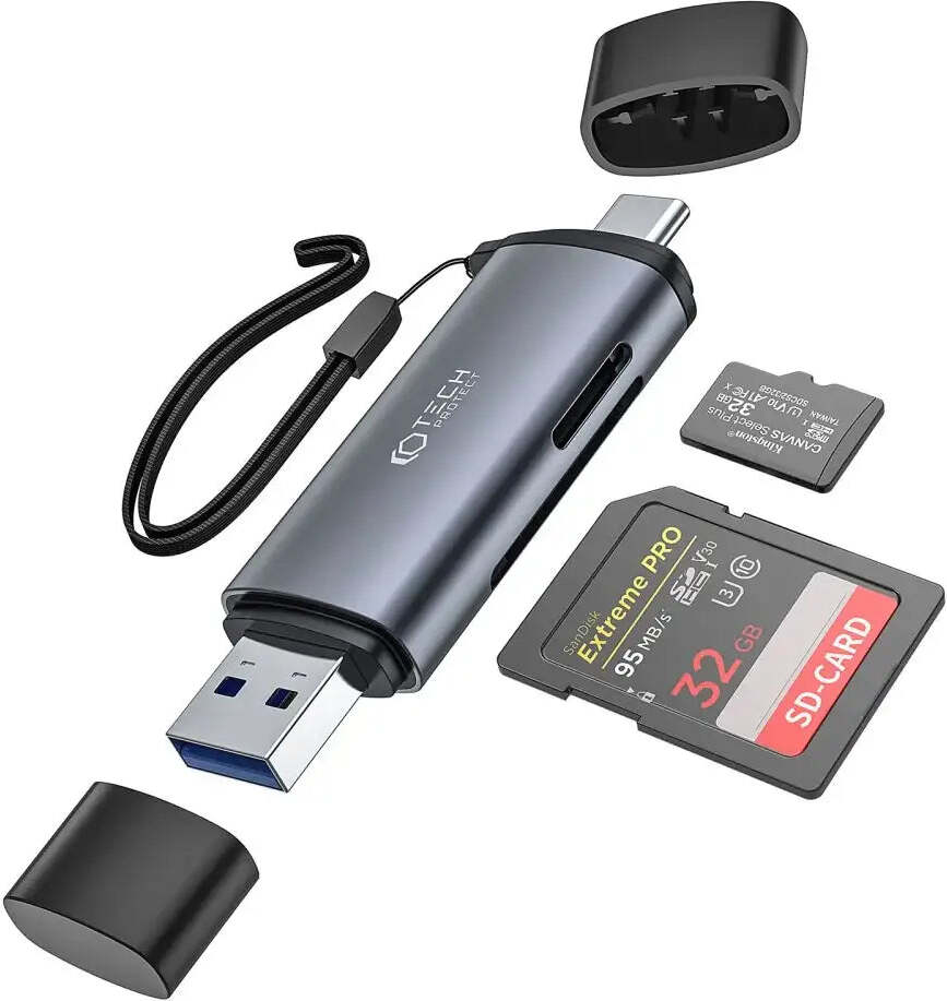 Tech-protect ČÍTAČKA KARIET TECH-PROTECT ULTRABOOST SD & MICRO SD ŠEDÁ