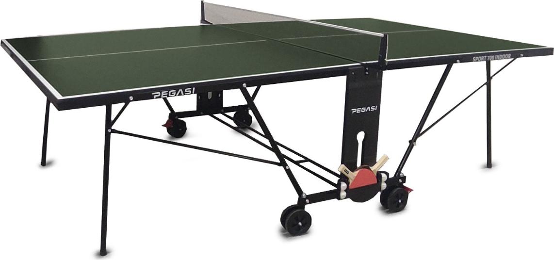 Pegasi Tischtennisplatte 700 - Tischtennisplatte Indoor - Faltbare Tischtennistisch - Klappbar - Original Tischtennistisch - Mit Rädern - Beweglich - Grün PEG-T700IN-GREEN
