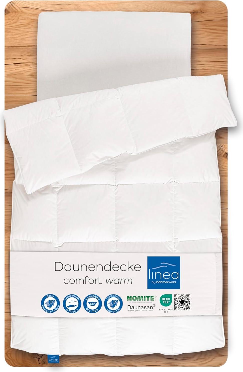 LINEA böhmerwald Komfort Bettdecke, 90% Daunen / 10% Federn, Weiß, 135 x 200 cm