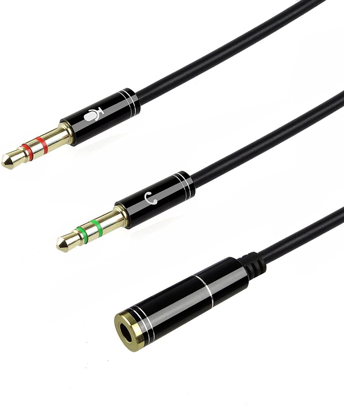 Headset-Adapter Stereo-Audiokabel Buchse auf 2 Stecker 3,5 mm Splitter Computer/Kopfhörer/Lautsprecher Phonillico® prod8156