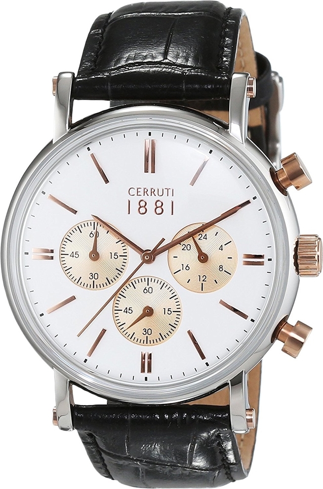 Cerruti Tremezzo Herren Uhr analog Quarzwerk mit Leder Armband CRA110STR01BK