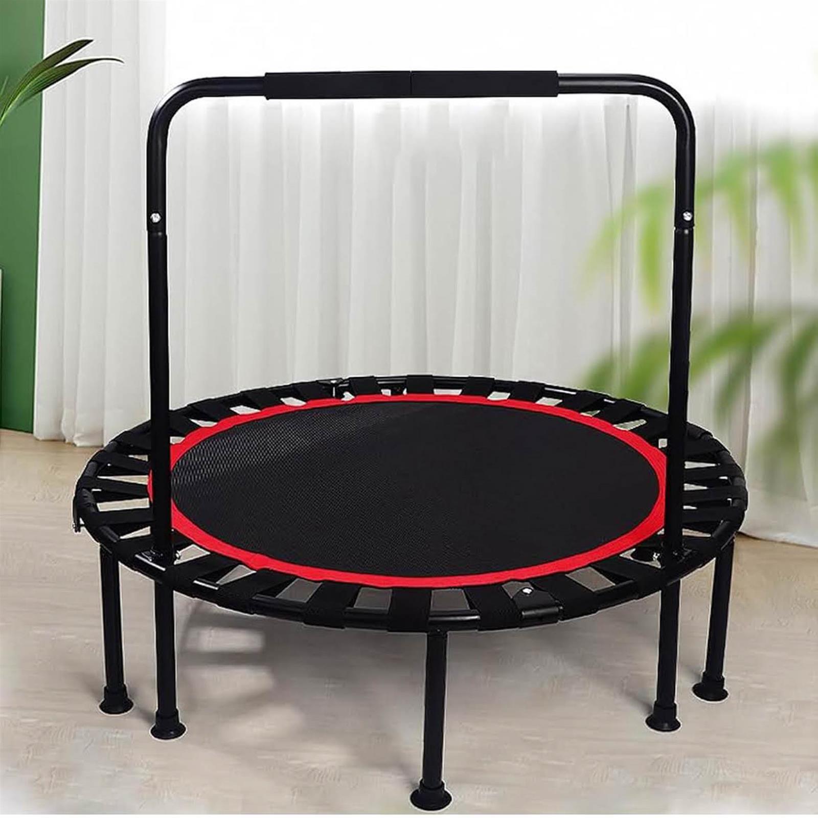 SESAMIS skladacia fitness trampolína, nosnosť 200 kg, protišmyková, tichá, nastaviteľná výška zábradlia, ideálna na vnútorné aj vonkajšie použitie