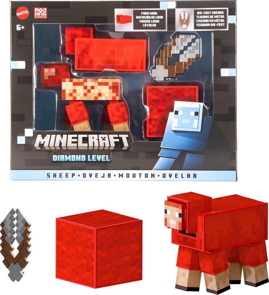 MATTEL | Minecraft Figur - Diamantniveau Schaf - 14 cm - Beweglich - Sammlerstück für Fans JCV22