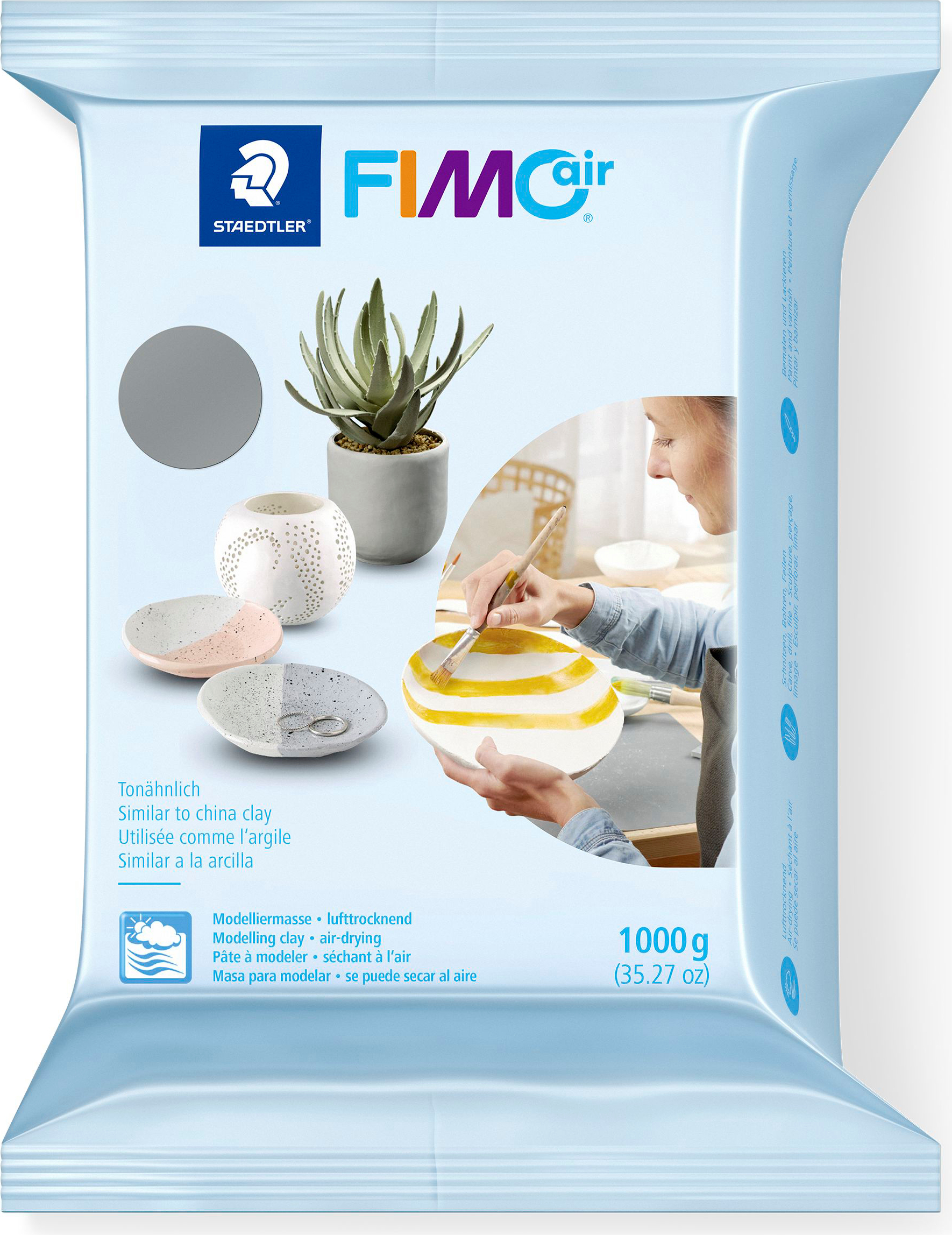 FIMO air Modelliermasse lufthärtend grau 1.000 g tonähnlich 8101-80