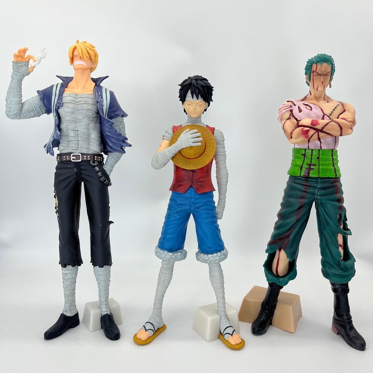 Generics 3-teiliges One Piece War Bandage Luffy-Figur Schwer verletzt Solong Kongdao Yamaharu Actionfigur 25 cm