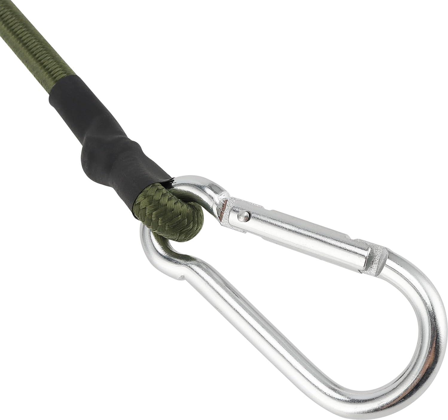 Markenlos Bungee-Koordinaten von 30 cm mit Clips - robuste Bungee-Koordinaten - elastisches Bungee-Seil mit Haken - dunkelgrüne kurze Bungee-Koordinaten für Gepäck - Reisen - Camping - 12 Stück