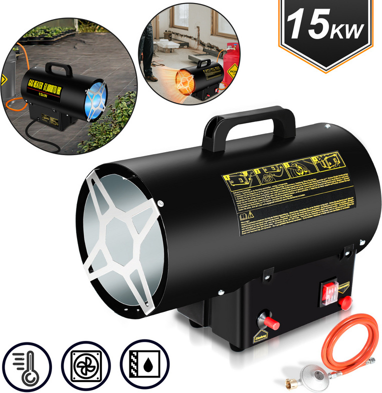 Plynový ohrievač Lospitch 15kw plynový ohrievač vrátane pripojovacej hadice a reduktora tlaku Vykurovací výkon pre komerčné plynové fľaše, piezoelektrické zapaľovanie