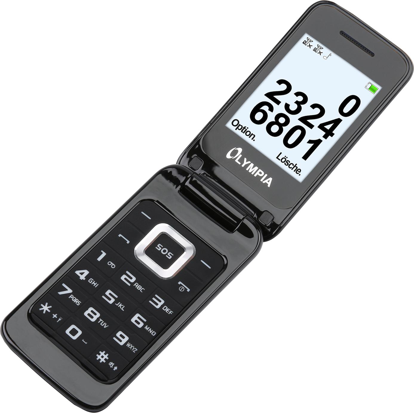 Olympia Luna - mušľa - dve SIM karty - 6,1 cm (2,4 palca) - Bluetooth - 600 mAh - čierna