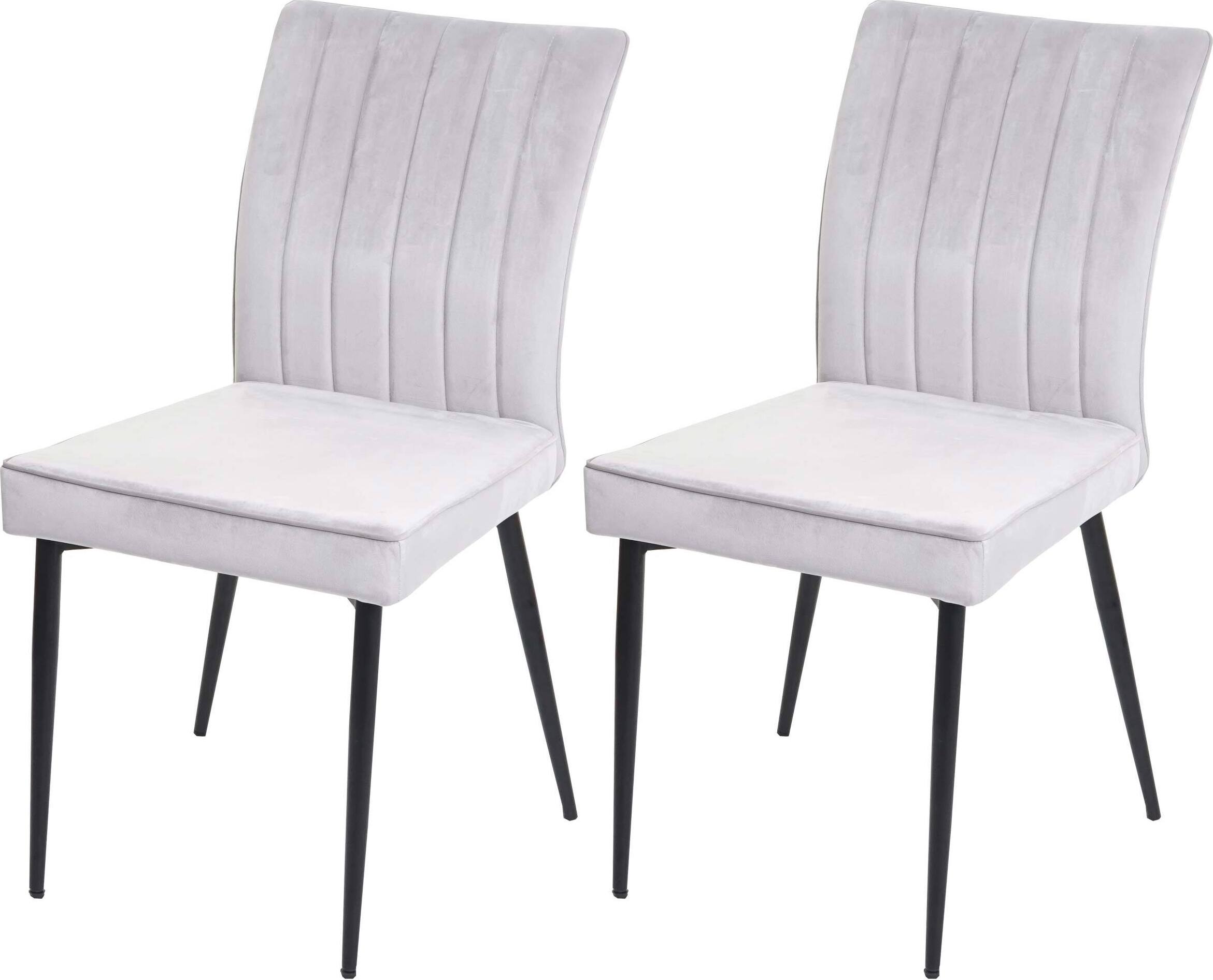 sada 2 jedálenských stoličiek HWC-K16, stolička kuchynská stolička, zamatový kov ~ svetlo sivá