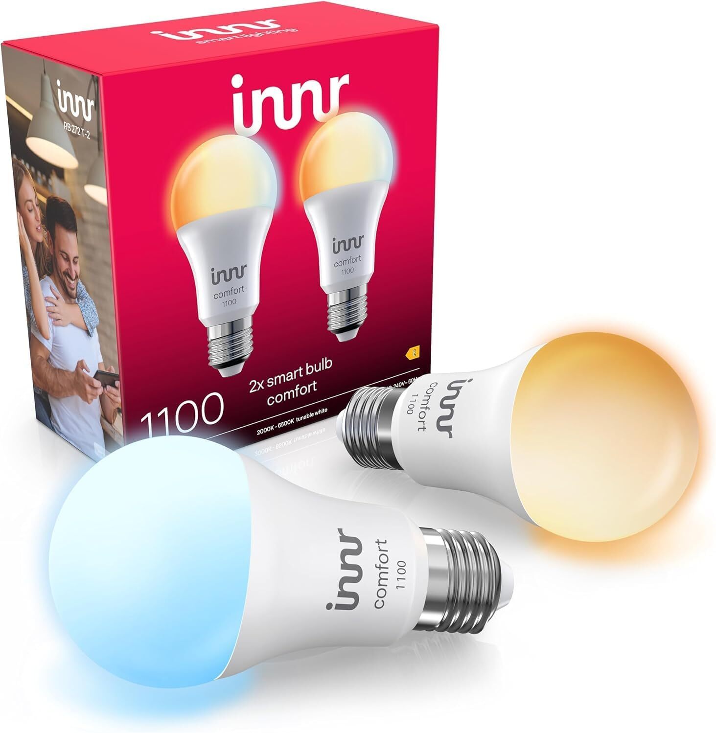 Innr Zigbee E27 LED, funktioniert mit Philips Hue*, smart Lampe warmweiß bis kaltweiß 1190lm 2-er Pack RB 272 T-2