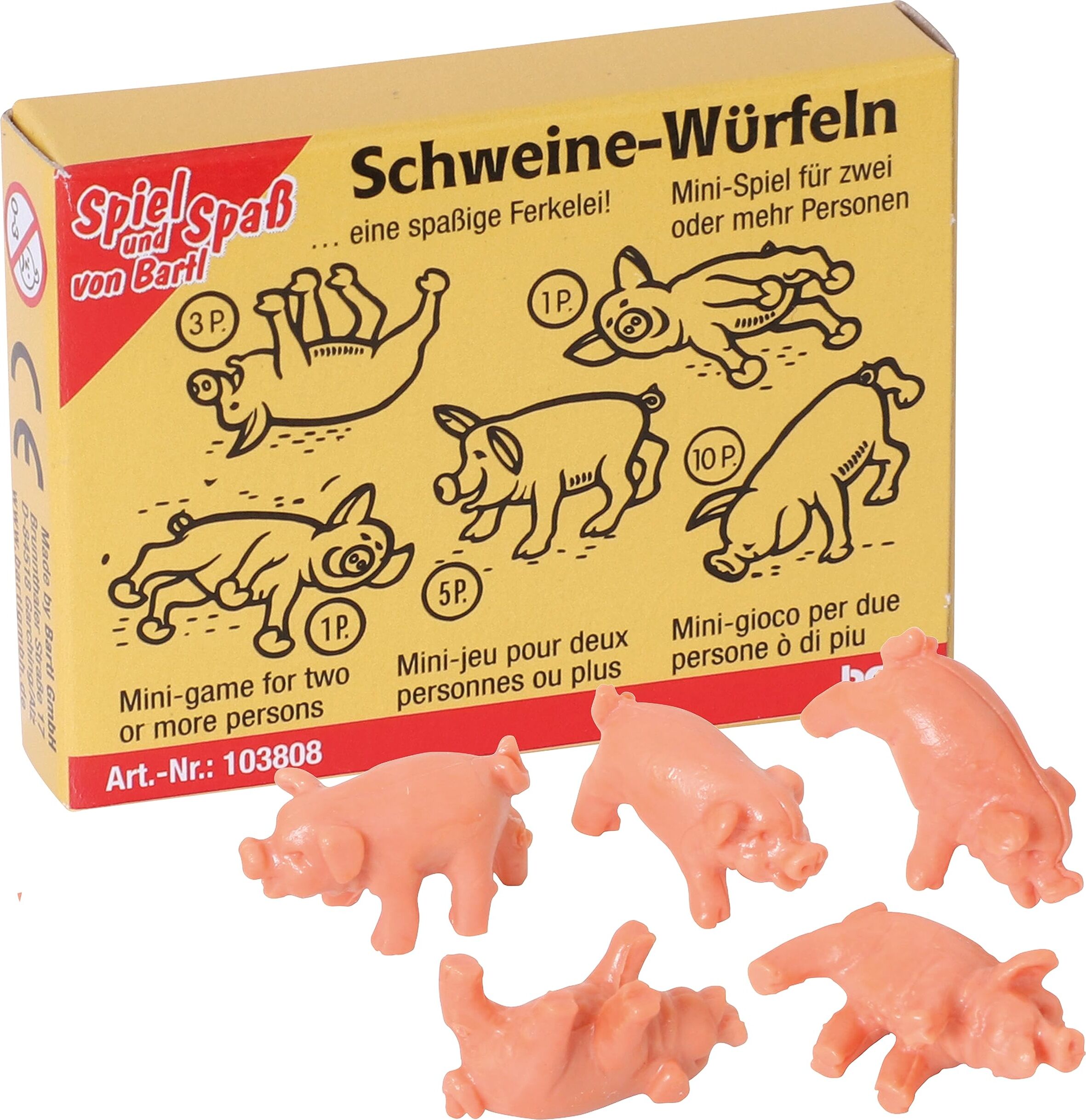 Bartl 103808 Mini-Spiel Schweine-Würfeln | Das beliebte Minispiel für unterwegs mit Freunden