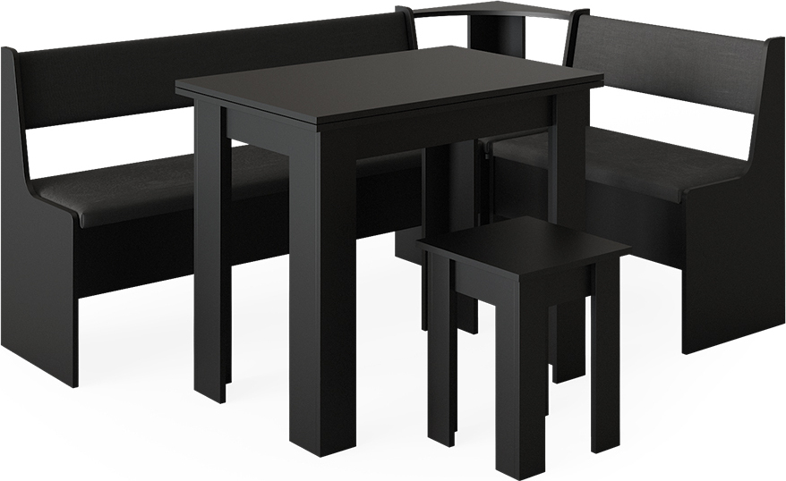 Vicco Groupe de banquettes d'angle Roman, Noir, 210x180cm avec table, adapté à une installation d'angle dans les cuisines et les salles à manger