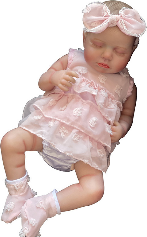 mc star 48 cm weicher Baumwollkörper Loulou Mädchen Baby lebensechte Soft-Touch-Kuschelpuppe mehrere Schichten Malerei 3D-Haut