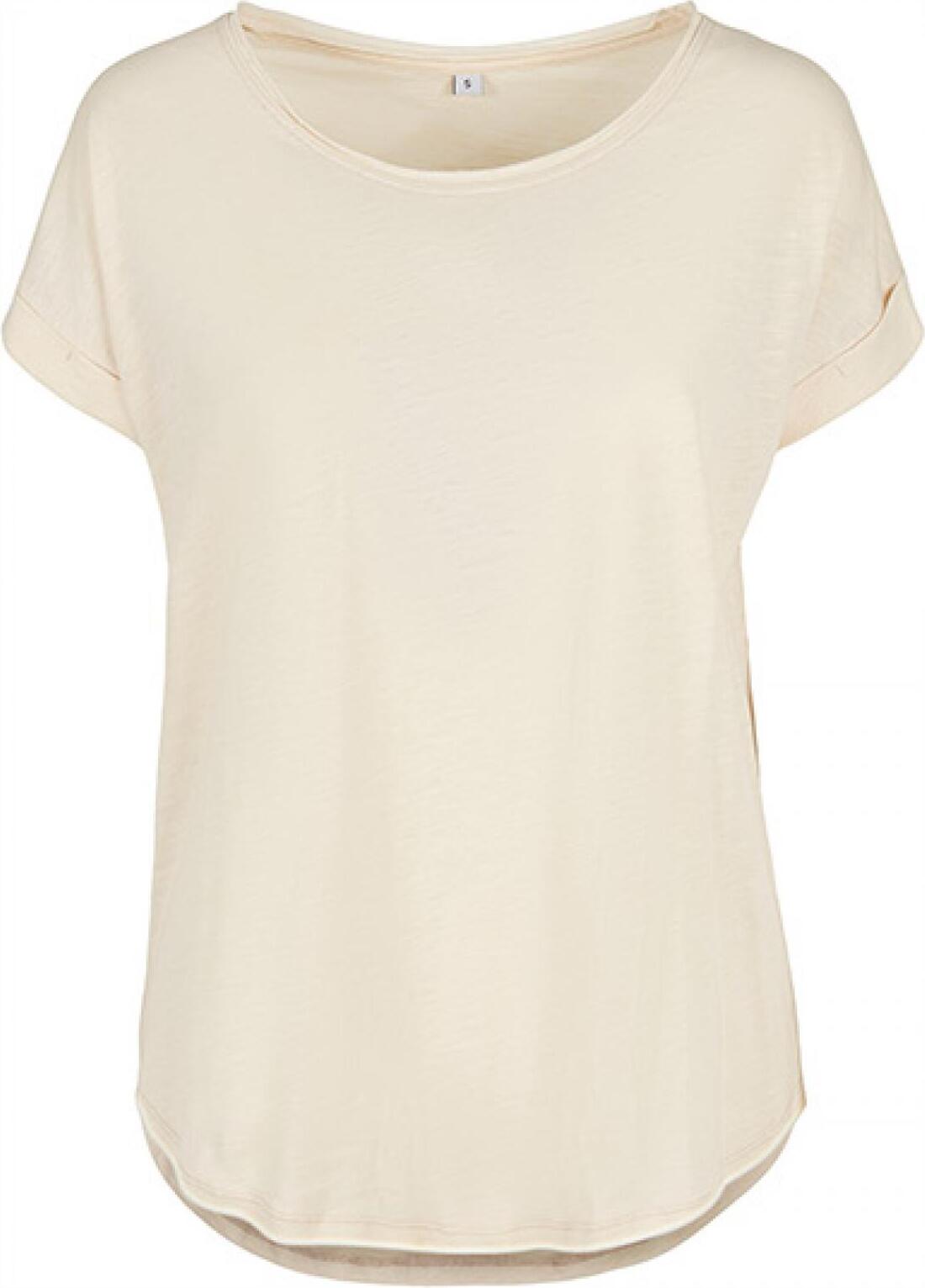 Build Your Brand Women's Long Slub T-Shirt - Short Sleeve Basic Cotton Tee, Sizes XS To 5XL