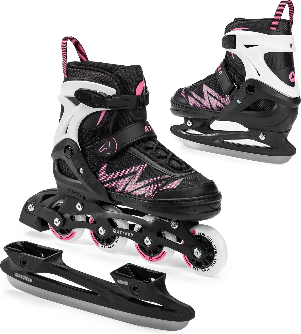 ATTABO Kylo 2in1 Kinder-Inliner & Schlittschuhe | Verstellbar Größe 30-41, Mit ABEC-7 Lagern & PU-Rollen