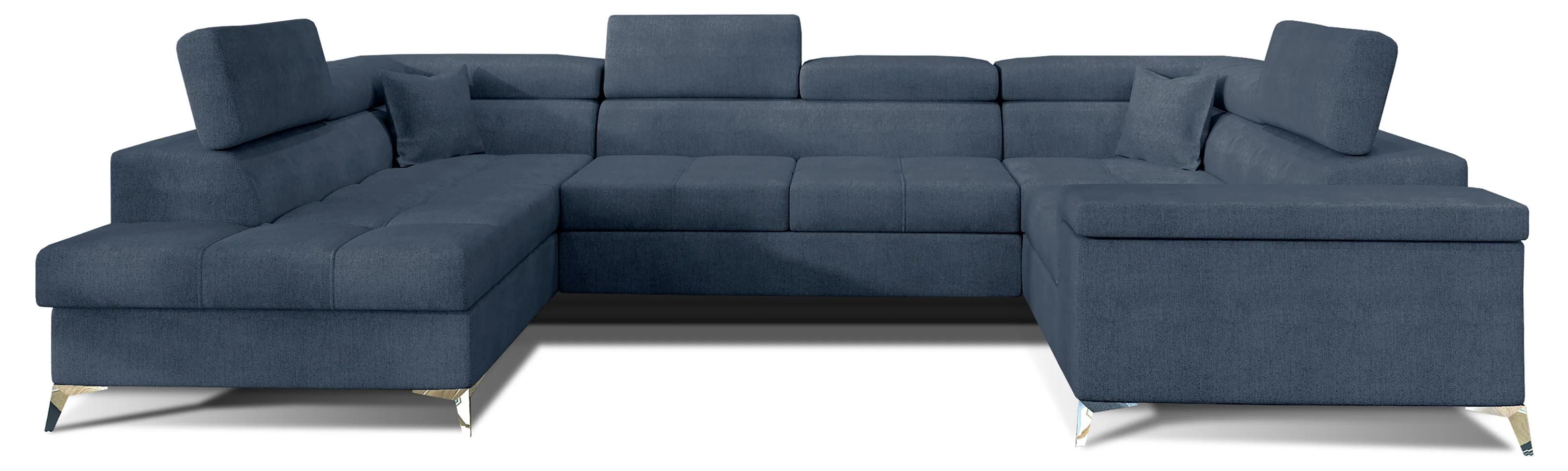 VENETI Geräumiges U-förmiges Sofa SEREIA – blau, linke Ausführung 162-01-02014