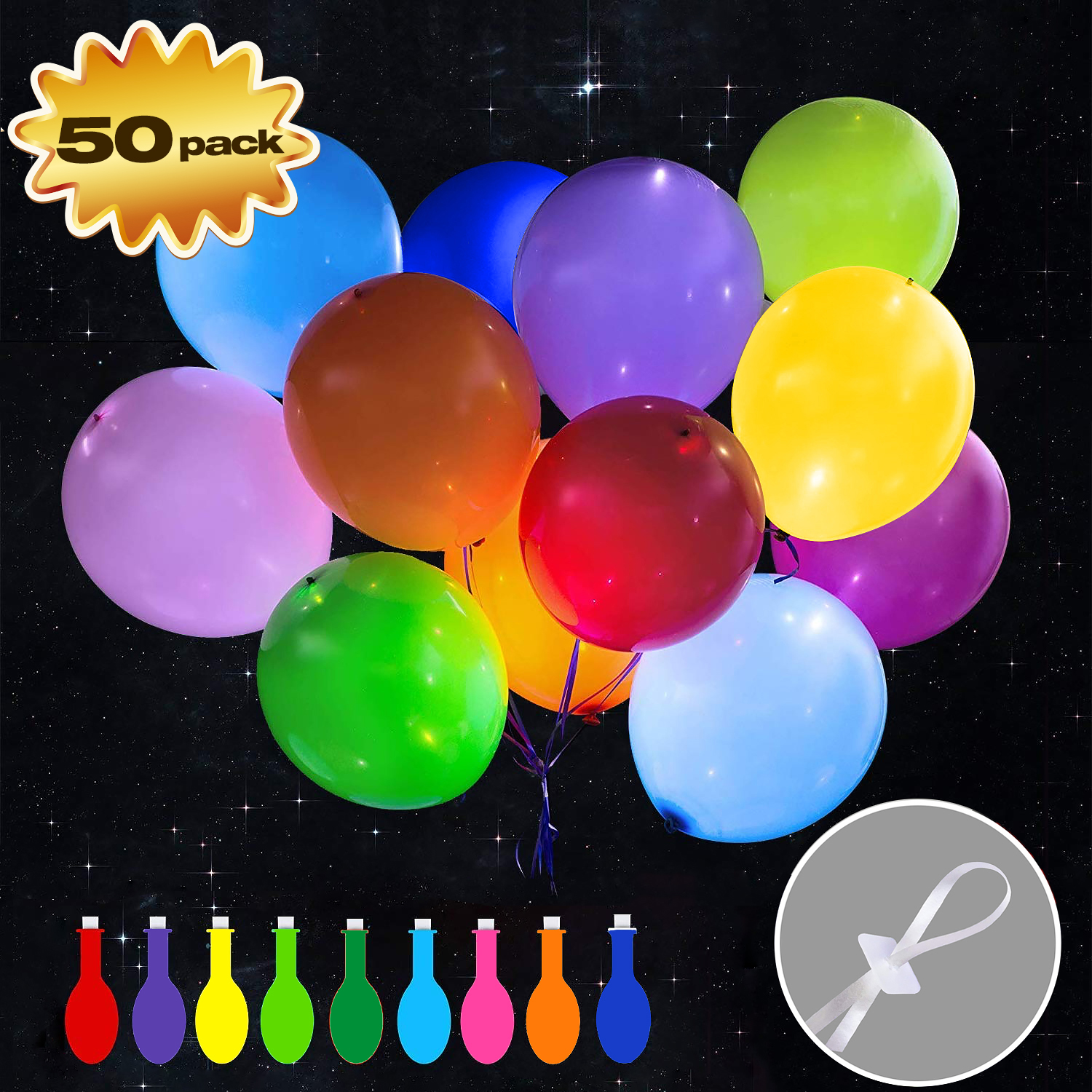 6 Stück Helium Balloon LED Perlen Gas Leucht Luftballon Weiss Weihnachten Party