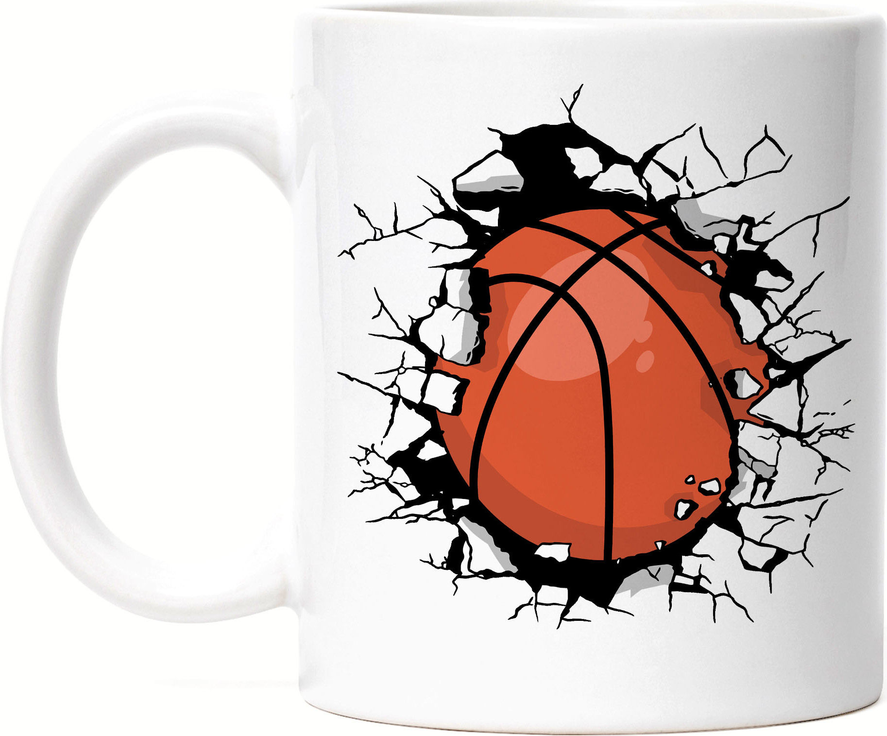 Hey!Print Basketball Tasse Weiß Sport Mannschaft Spieler Korb Teamsport Ball Gewinner Ballsport Jersey Team Mannschaftssport HP-1789-T