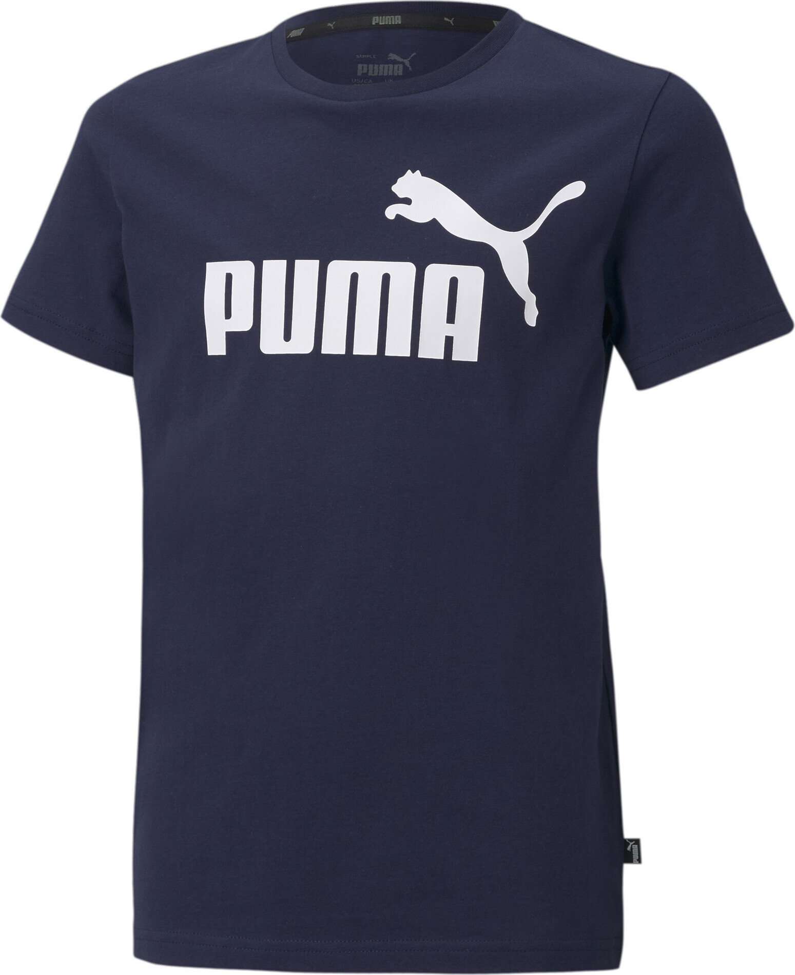PUMA Jungen T-Shirt - Baumwolle, einfarbig, Logo-Print, Rundhals Blau 116 586960 006 116