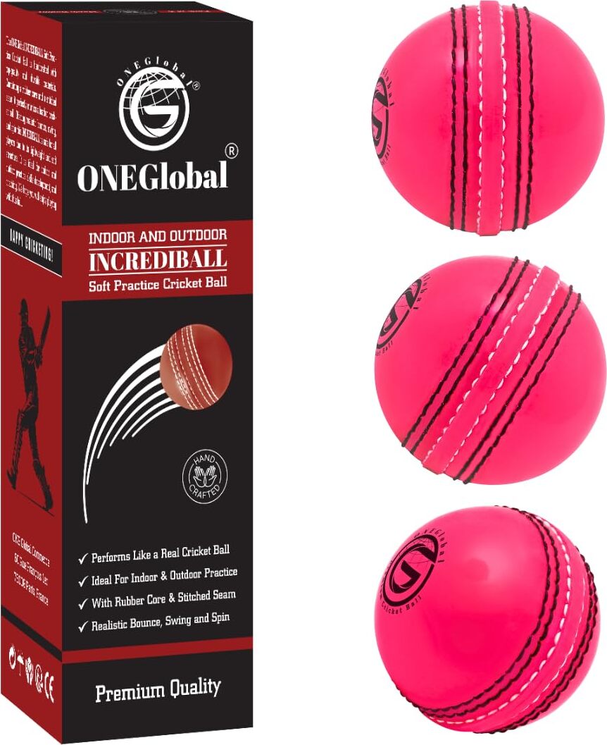 ONEGlobal Soft & Safe Practice Cricket Ball | Weicher & Sicherer Gummi-Cricketball zum Üben | Mit Echter Naht & Kern für Hüpfen & Schwingen | Ideal Cricketbälle für Selbstvertrauen & Streichhölzer