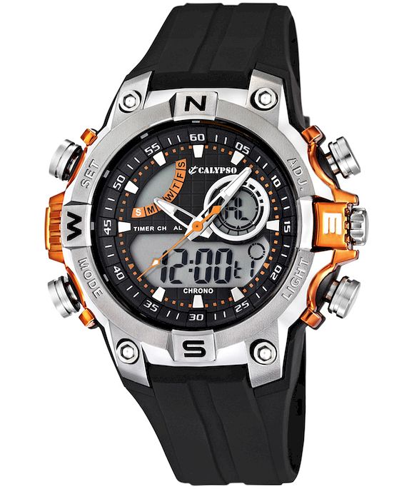 Calypso Watch by Festina K5586/4 black orange men AnaDigi 10 ATM