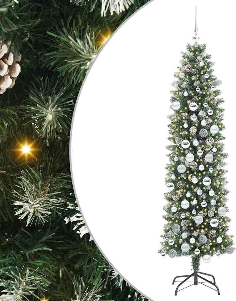 Syfax Künstlicher schlanker Weihnachtsbaum Grün und Weiß 180 cm 4593395298