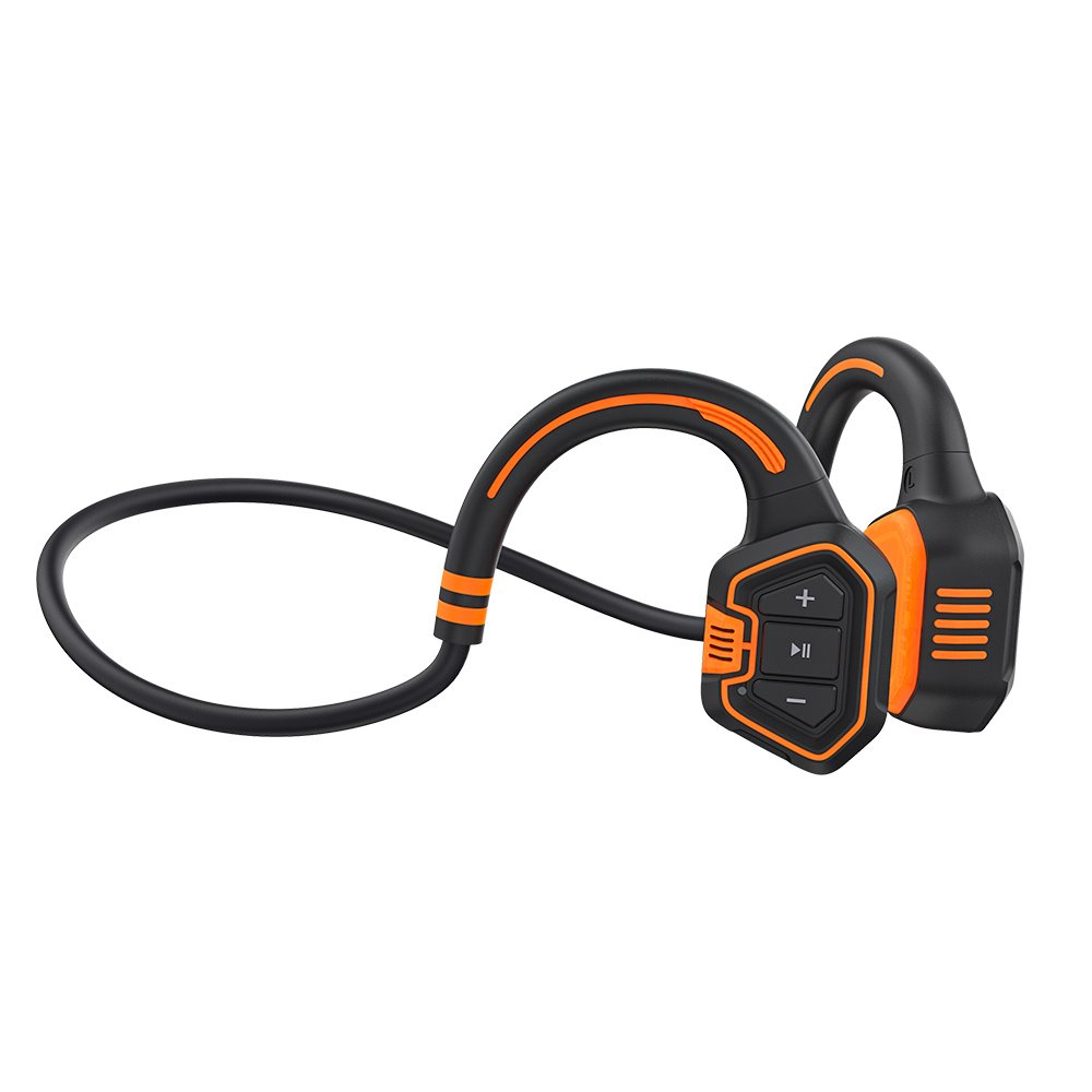 EVOLVEO BoneSwim MP3 16GB, bluetooth bezdrôtové slúchadlá s mikrofónom na lícne kosti, oranžové