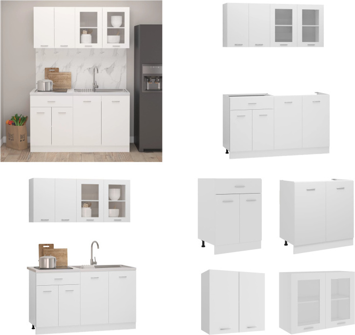 vidaXL 4 tlg. Küchenzeile Weiß Holzwerkstoff - Küchenschrank-Set - Küchenschrank-Sets - Küchenschrank - Küchenschränke HL3067655