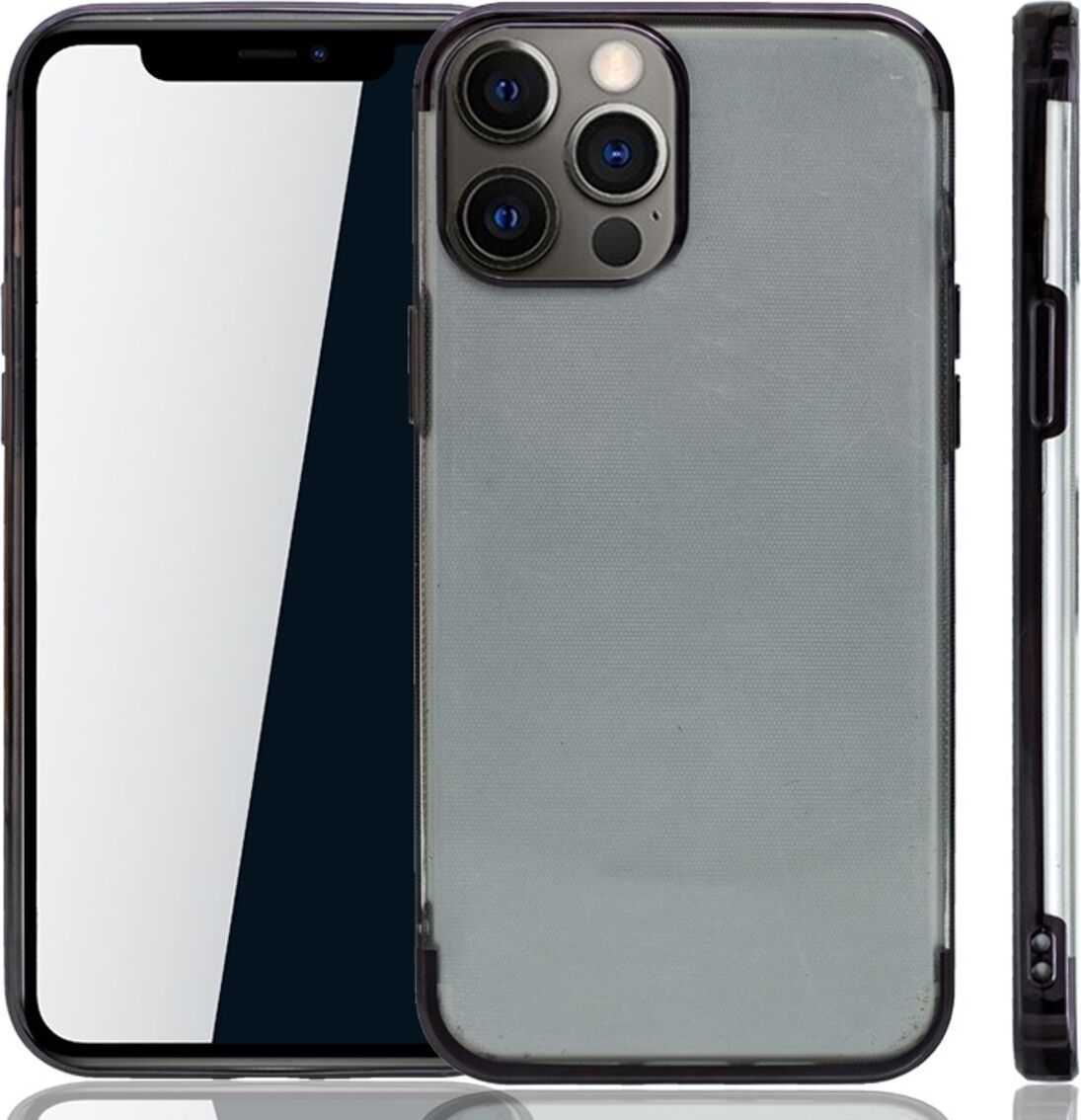 Puzdro na mobilný telefón pre Apple iPhone 12 Pro Max Black - Priehľadné - TPU silikónové puzdro Zadný kryt Ochranný kryt v transparentnej čiernej farbe