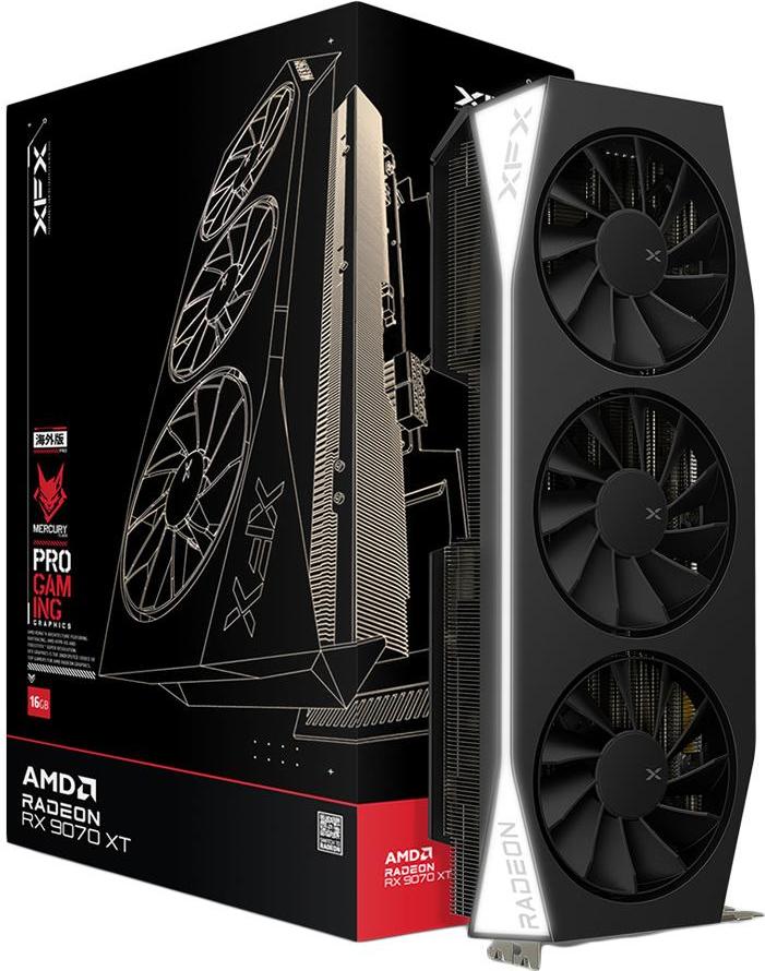 XFX Mercury Radeon RX 9070 XT Gaming Edition, Radeon RX 9070 XT, 16 GB, GDDR6, 256 bit, 7680 x 4320 px, PCI Express 5.0