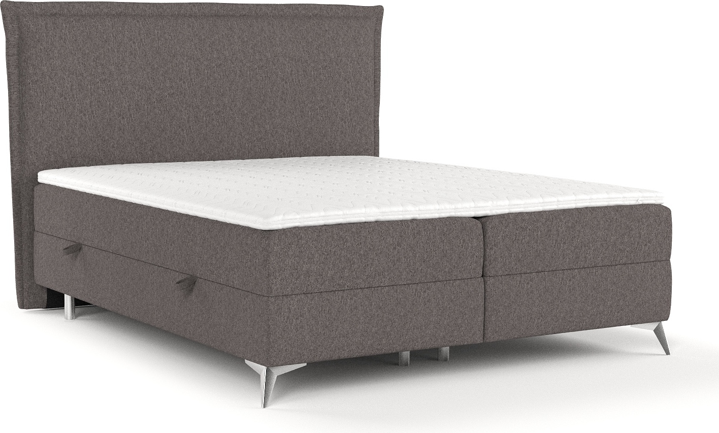 Boxspringbett Livia Interiors Bell, Bett 140x200 cm, mit Bettkästen, Doppelbett, H2 Bonell - Matratze und Topper, Webstoff Megan, Braun Farbe BELL140_MGN354_P0_MGN354_M13_MGN354_T16_L3