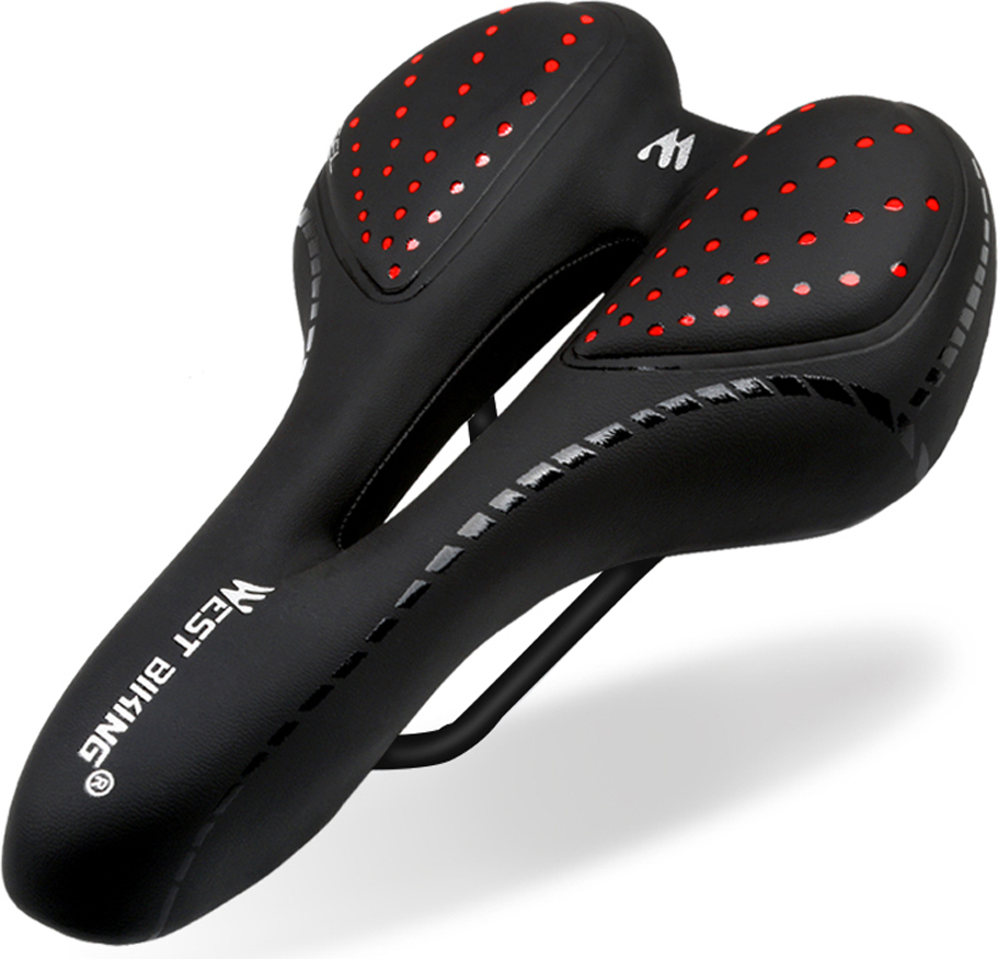 Fahrradsattel Damen Breit Komfort Fahrradsattel Mit Gel-Polster  Unisex,  Rot, Fr MTB & City