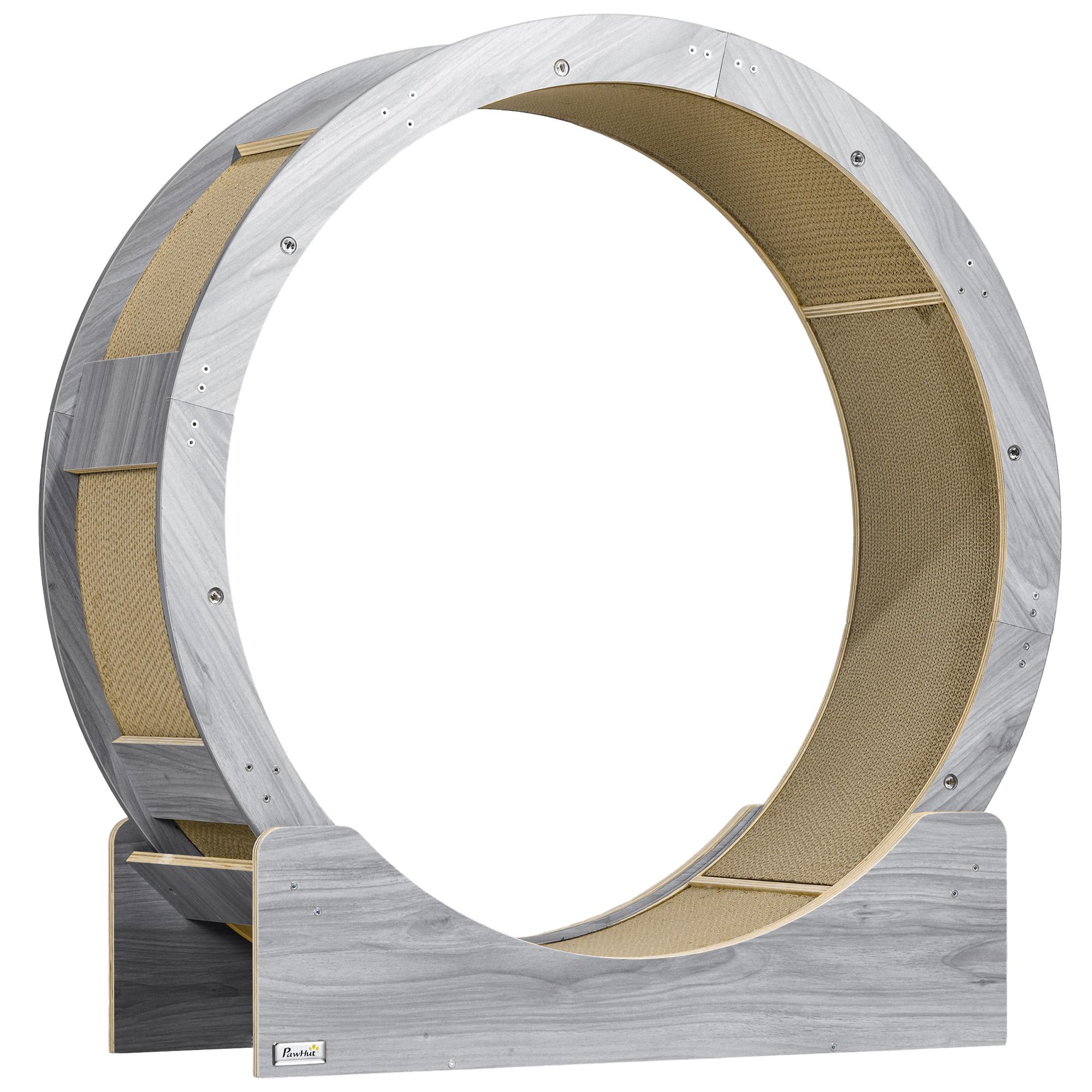 Fortuna Lai Katzenlaufrad Laufrad für Katzen 91 cm mit Bremse, Kratzbrett, Katzenrad für gesunde Bewegung, Entspannung, Grau