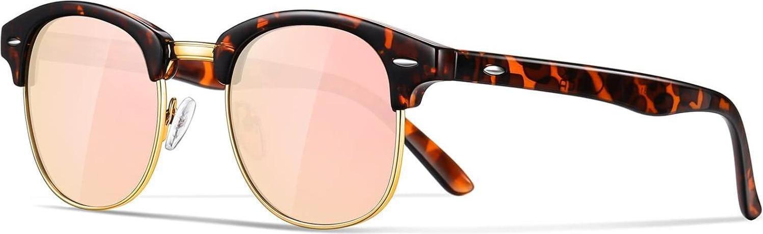 Sonstige Vintage Rechteck Sonnenbrille Halbrahmen UV400 Schutz Metallrahmen