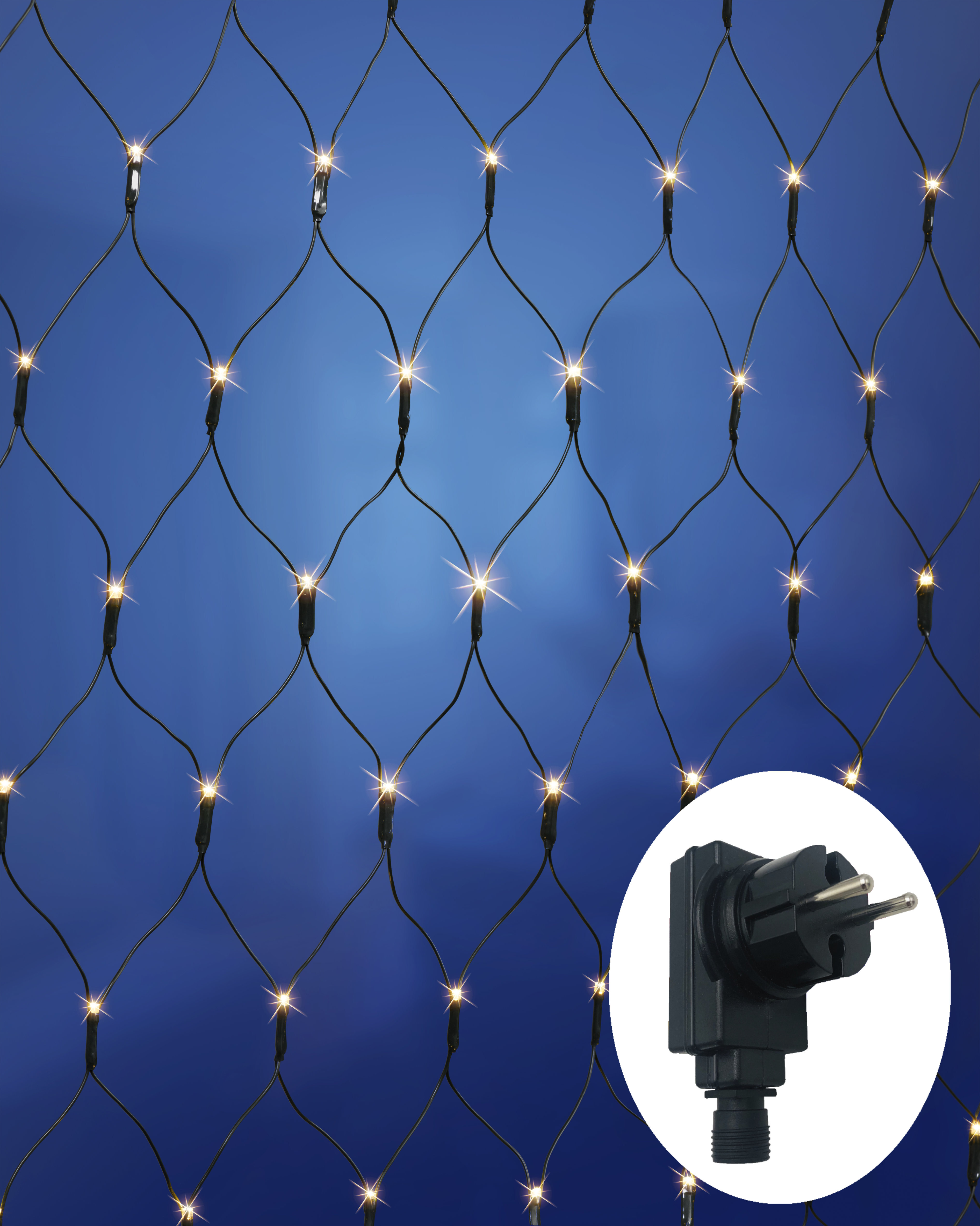 Bonetti LED Lichternetz, ca. 80x80cm, 110 LED, Innen & Außen, strombetrieben