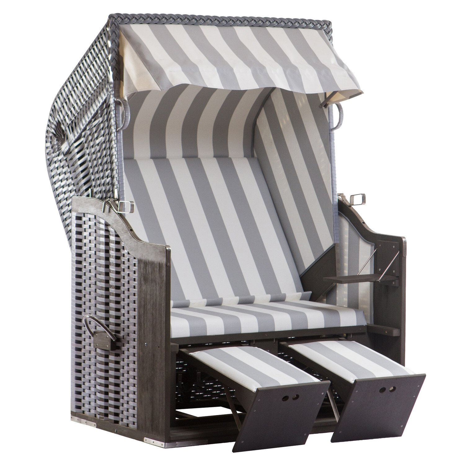 deVries Profi Ostsee POEL Strandkorb Gartenstrandkorb Des. 989 grau 124x87x159 cm 731989