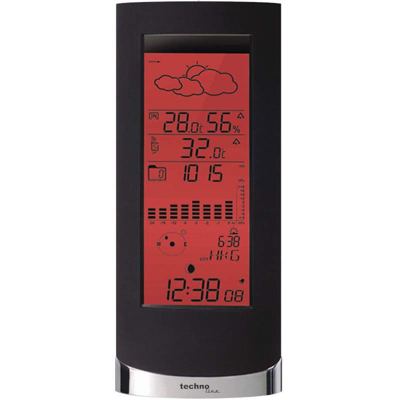 Technoline WS 6501, Schwarz, Innen-Hygrometer, Innen-Thermometer, Außen-Hygrometer, Außen-Thermometer, Regensensor, Hygrometer, Thermometer, Hygrometer, Thermometer, F, °C, AA TL-WS 6501