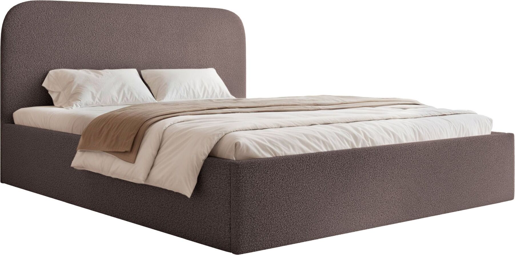 Selsey Sonvivo - Polsterbett 180x200 mit Bettkasten, Bouclé, braun