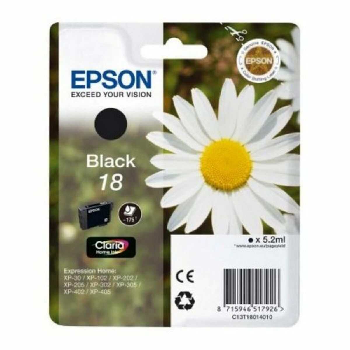 Epson 18 - čierna - originálna - atramentová kazeta - pre Expression Home XP-212, 215, 225, 312, 315, 322, 325, 412, 415, 422, 425 (C13T18014010)