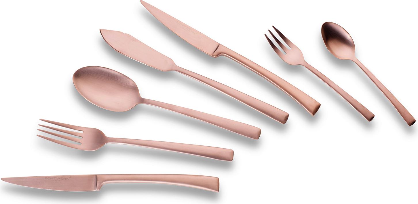 Echtwerk Avelino Bronze Edition Tafelbesteck, 42-tlg., Tafel Besteck, Essbesteck, Messer, Besteckset, Edelstahl, Mattiert, EW-BS-0860B EWK0EWBS0860B
