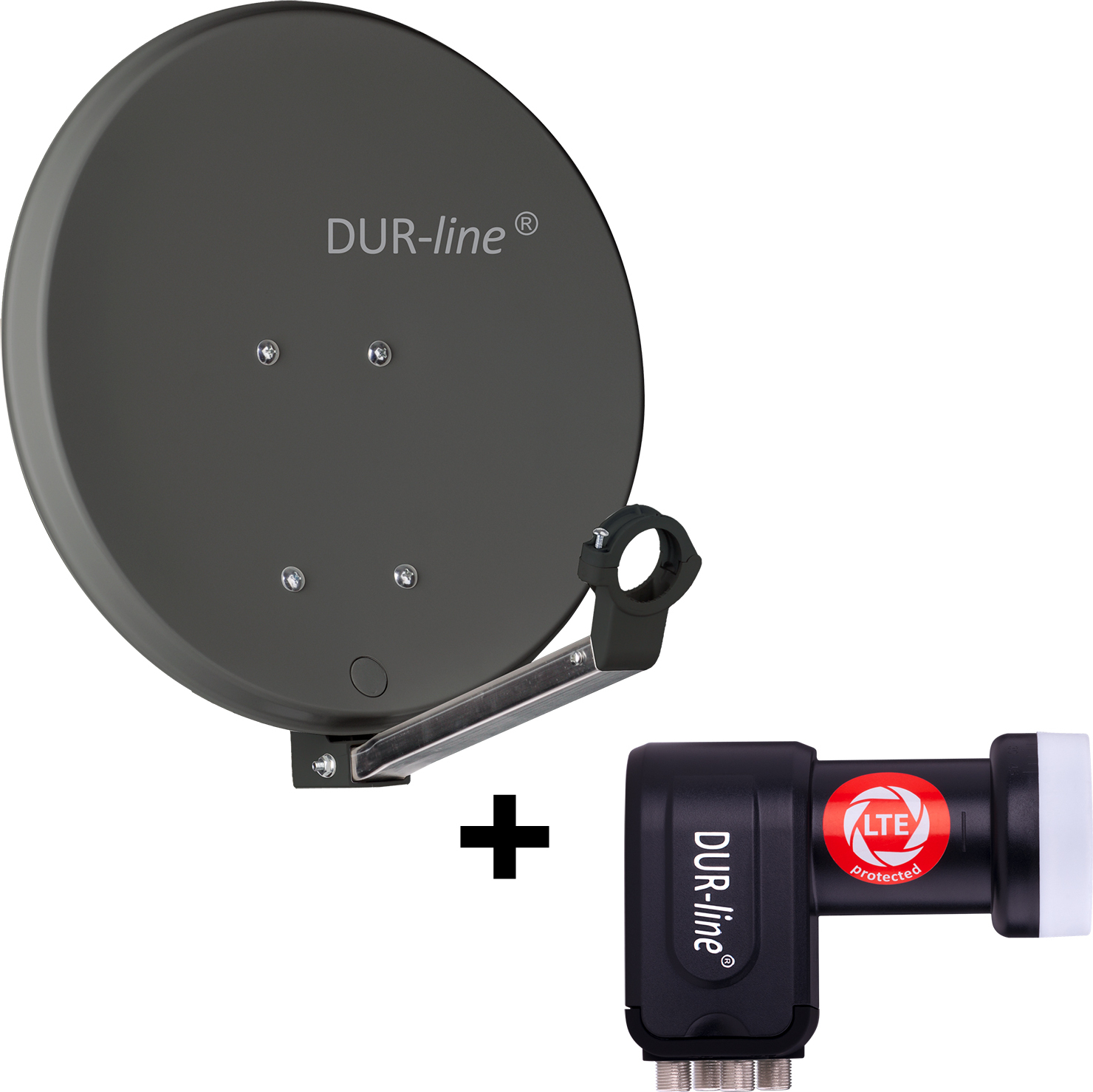 DUR-line DSA 40 Satellitenschüssel anthrazit mit Quad LNB 12119