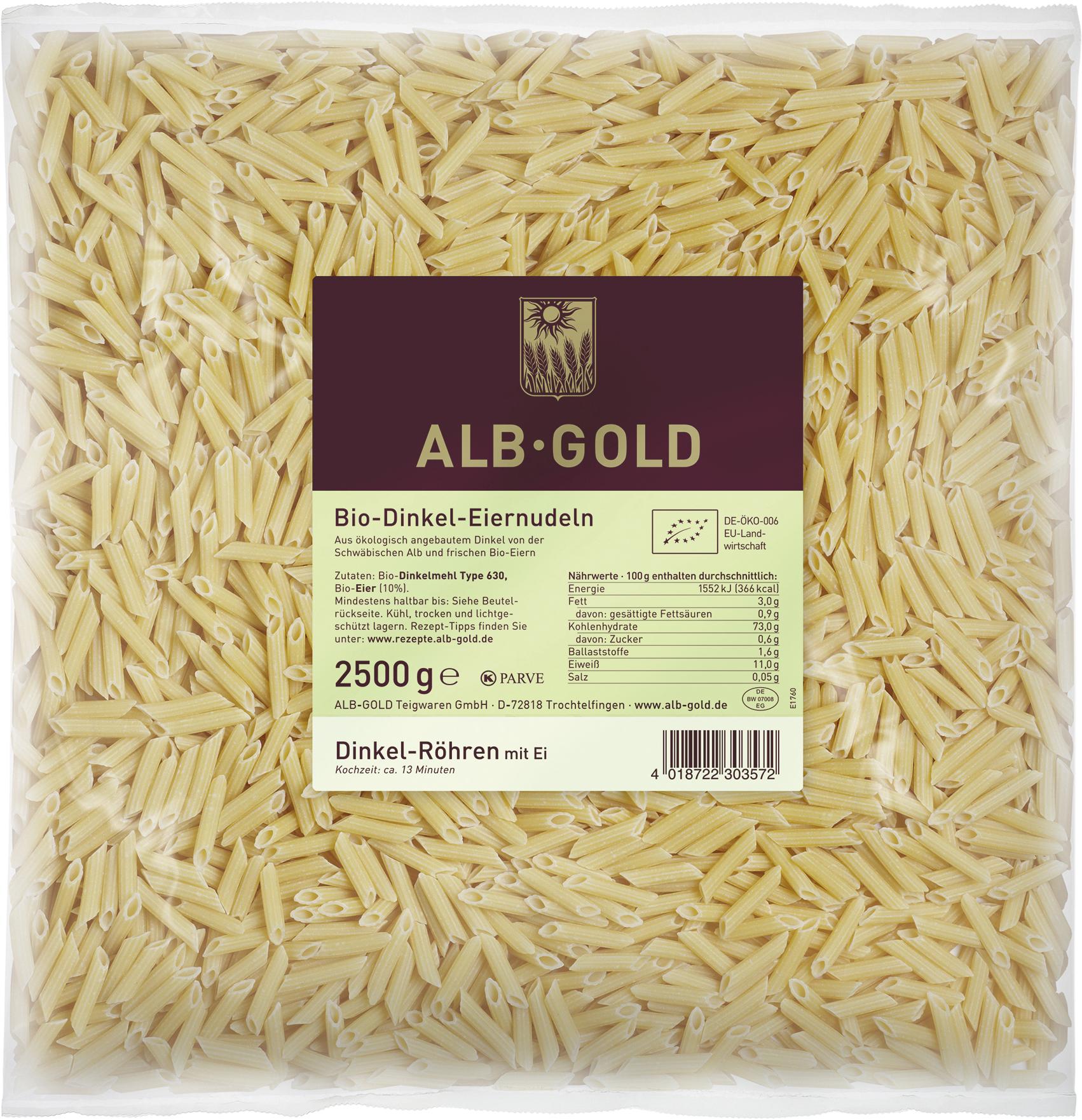 ALB-GOLD Teigwaren GmbH Dinkel Eiernudeln goldgelb bissfest lecker für jeden Tag 2500g 840524