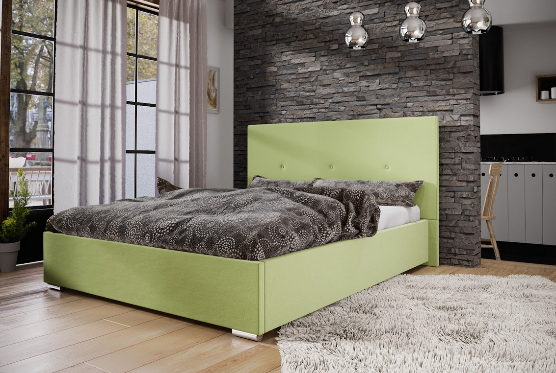 Manželská posteľ s úložným priestorom FLEK 2 - 180x200, žlto zelená